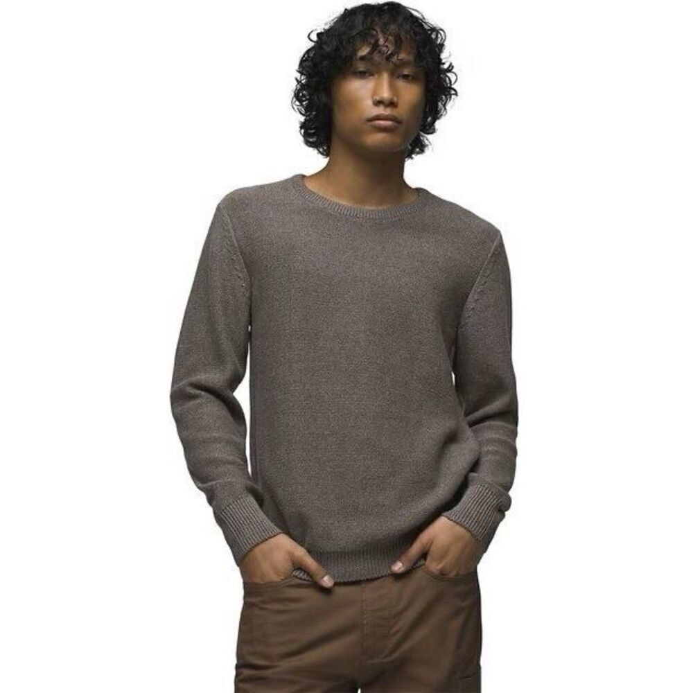 NWT Prana Mens Gray Slim Fit Cotton Knit Long Sleeve North Loop Sweater Size 2XL